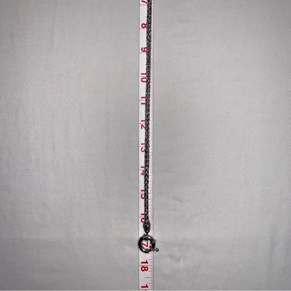 Silver Necklace with Double Row Charm Chain Necklace 17" Lobster Clasp - Picture 7 of 9